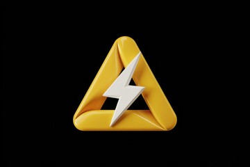 Aufkleber - A 3D rendering of a yellow triangle warning sign with a white lightning bolt, symbolizing electrical hazard.