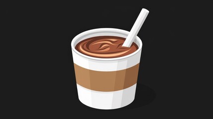 Poster - A delicious cup of hot chocolate, ready to be enjoyed with a straw.