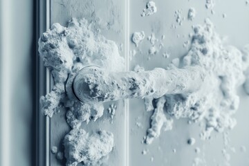 Aufkleber - Close up view of microbes on common surfaces such as door handles and smartphones illustrating everyday contamination risks. Generative AI