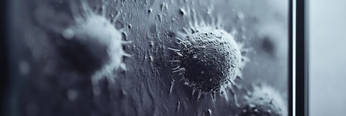 Aufkleber - Close up view of microbes found on surfaces like door handles and smartphones in everyday environments. Generative AI
