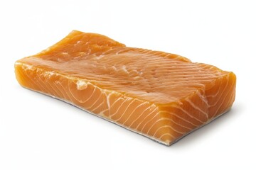 a single salmon fillet on a white background