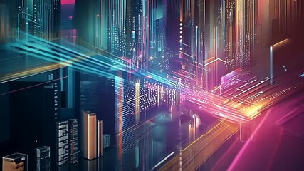 Poster - Abstract glitch art video background. Vibrant design with distorted digital noise. Modern aesthetic captures the essence of futuristic, cyber-inspired art. Great for contemporary video projects.