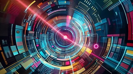 Poster - Abstract glitch art video background. Vibrant design with distorted digital noise. Modern aesthetic captures the essence of futuristic, cyber-inspired art. Great for contemporary video projects.