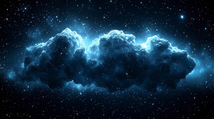 Wall Mural - Cosmic nebula cloud glows blue.