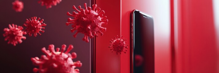 Aufkleber - Microbes thrive on everyday surfaces like door handles and smartphones in everyday environments. Generative AI