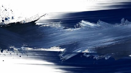 Poster - Abstract blue paint strokes create a dynamic visual texture on a white background