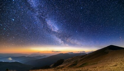 Wall Mural - landscape with many stars in sky