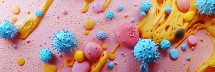 Aufkleber - Microbes on everyday surfaces like door handles and smartphones reveal hidden health risks in close up view. Generative AI