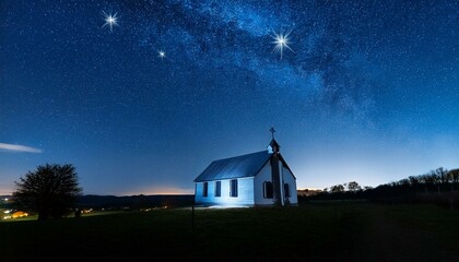 Wall Mural - a night sky with twinkling stars on a blue and white heritage