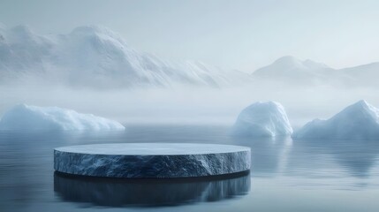 Wall Mural - Frozen arctic landscape with icy platform.