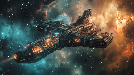 Wall Mural - navigating the depths of space with galaxy explorer. starbound. illustration