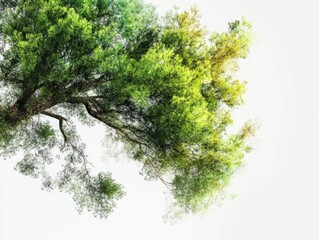 a tree with lush green leaves against a white background