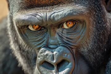 close-up portrait of a gorilla face