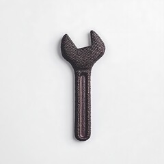 Canvas Print - Dark brown textured wrench on white background.