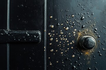 Aufkleber - Close up view revealing microbes on common surfaces like door handles and smartphones highlighting hidden contamination. Generative AI