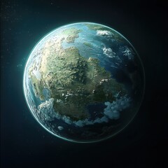 Wall Mural - a blue and green planet in space