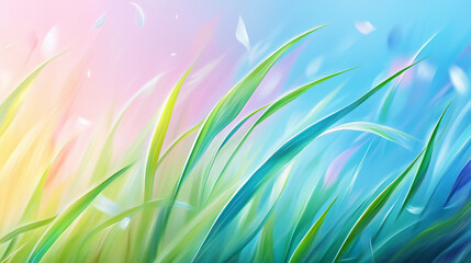 Wall Mural - vibrant grass swaying gently in a colorful landscape