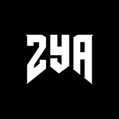 Wall Mural - ZYA letter logo design for technology company. ZYA logo design black and white color combination. ZYA logo, ZYA vector, ZYA design, ZYA icon, ZYA alphabet. ZYA typography logo design.