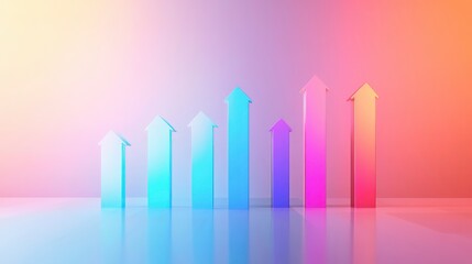 Poster - Colorful upward arrows indicating growth and progress against a vibrant background.
