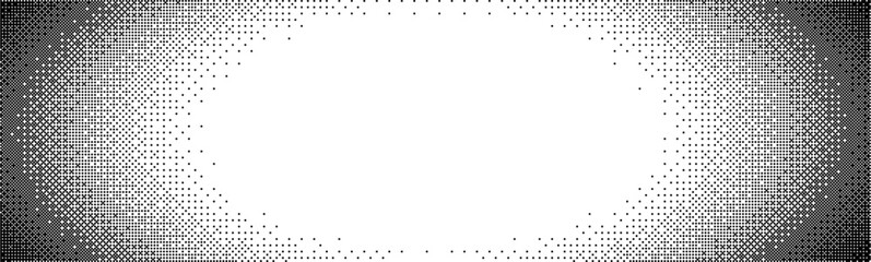 Aufkleber - Pixelated bitmap gradient. Grunge halftone pixelated background. Faded noise texture frame