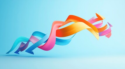 Aufkleber - Colorful abstract arrows spiraling upwards on a light blue background.