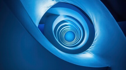 Leinwandbilder - Abstract blue spiral staircase interior architecture.