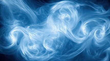 Aufkleber - Abstract swirling blue smoke patterns on black background.
