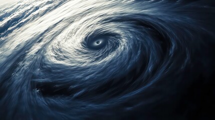 Aufkleber - Aerial view of a swirling vortex of clouds, resembling a hurricane or cyclone.
