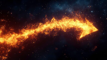 Aufkleber - Fiery arrow soaring through space, symbolizing growth and progress.