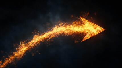 Aufkleber - Fiery arrow soaring through dark smoky sky, symbolizing progress and ambition.