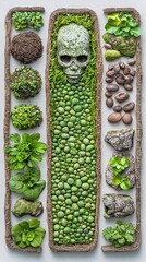 Wall Mural - Nature's Composition Greenery and Stones in Artistic Display