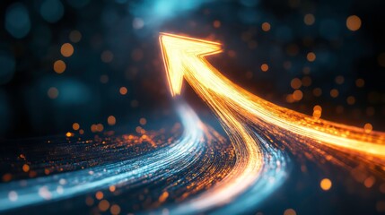 Poster - Glowing arrow, signifying growth, progress, and success, with a dynamic light trail.