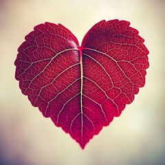 Wall Mural - Heart-shaped red leaf with detailed veins.