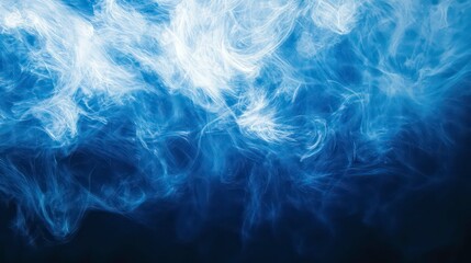 Aufkleber - Abstract blue smoke swirls on black background.