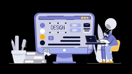 Poster - A person working on a design project at a computer, showcasing modern creativity and technology.