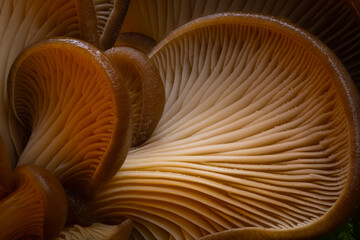 Wall Mural - Detailed photograph of a mushroom. Mushrooms are the cute and interesting creatures of nature. Nature background. 