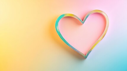 Poster - Pastel rainbow heart shape on gradient background.
