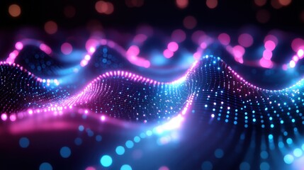 Poster - A colorful and abstract display illustrates the complexities of quantum computing, showcasing intricate wave patterns and glowing nodes set against a dark background, symbolizing data processing