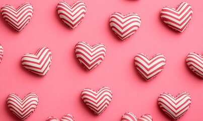 Canvas Print - Pink background with patterned hearts.