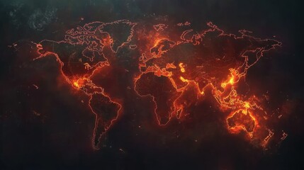 Aufkleber - World map displaying zones of epidemic outbreaks across continents at a critical time. Generative AI