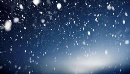 Aufkleber - snowfall against deep blue night sky with scattered snowflakes in focus, perfect for winter background and seasonal designs