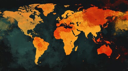 Aufkleber - World map revealing epidemic outbreak zones across continents and regions with varying intensity levels observed. Generative AI