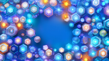 Wall Mural - Colorful hexagonal patterns creating a vibrant background digital art abstract blue environment creative concept