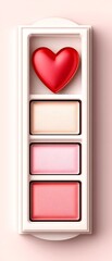 Poster - Red heart atop blush palette.