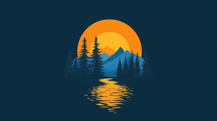 Wall Mural - Mountains Logo created with Generative AI Technology, ai, generative