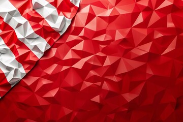 Leinwandbilder - Red and white stripes with low poly triangular facets creating an abstract background