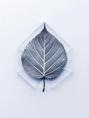 Poster - Single leaf inside geometric frame.