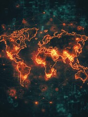 Aufkleber - World map highlighting zones of epidemic outbreaks and disease spread across different regions. Generative AI