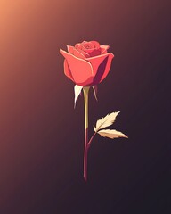 Canvas Print - Single red rose on dark background.