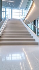 Poster - Futuristic Interior Design Featuring Grand Staircase and Natural Light : Generative AI